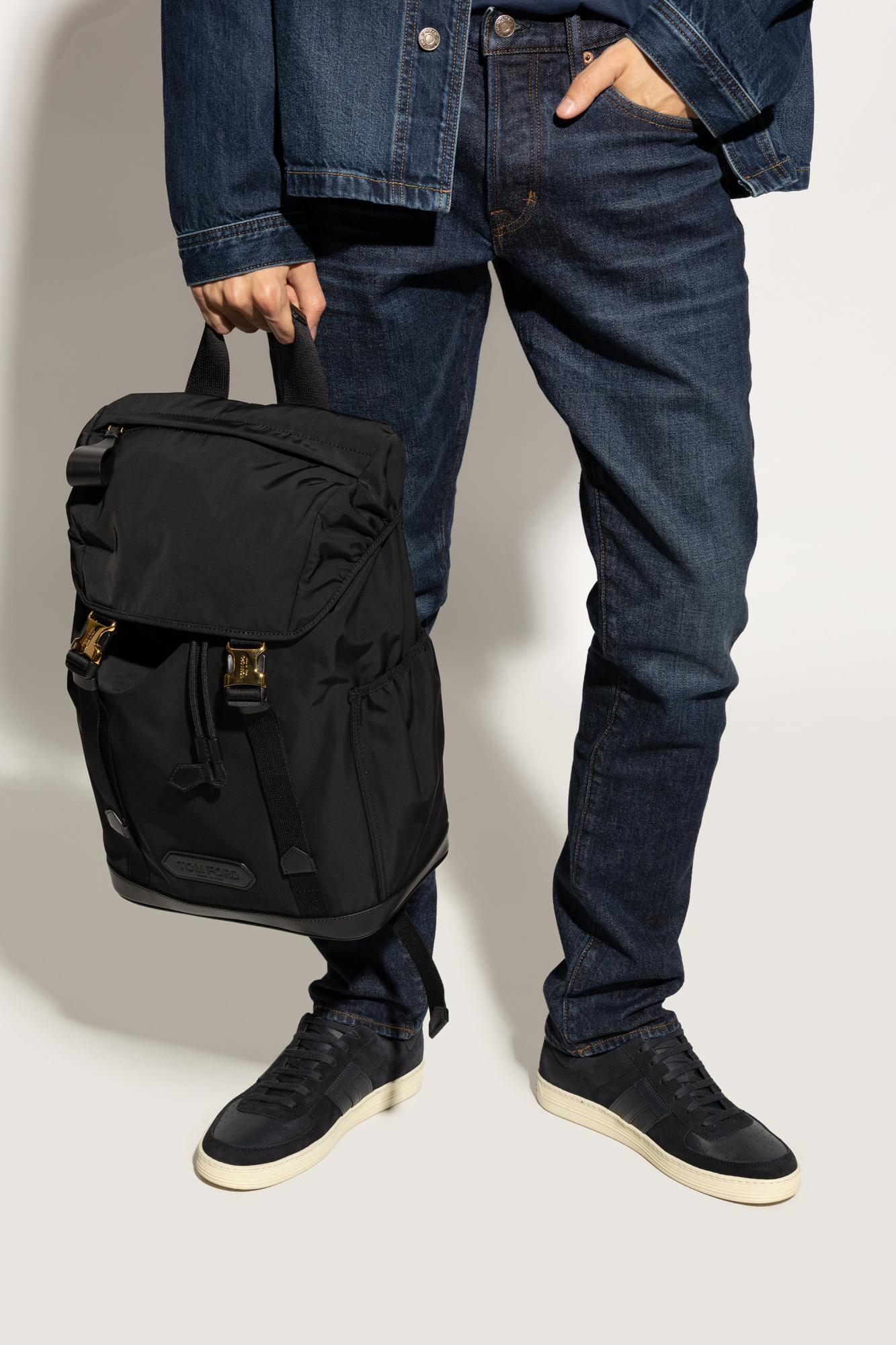 Black Backpack with logo patch Tom Ford - Vitkac Italy